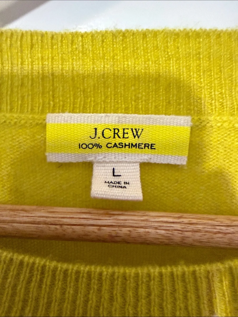 J. Crew Women's 100% Cashmere Lightweight Crewneck Sweater in lemon yellow.